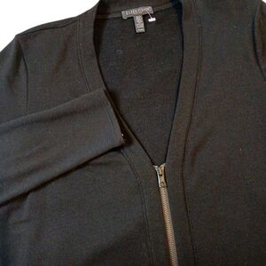 Eileen Fisher Petite Full Zip V-Neck Black‎ Zip-Up Lightwieght Tencel Coat PS